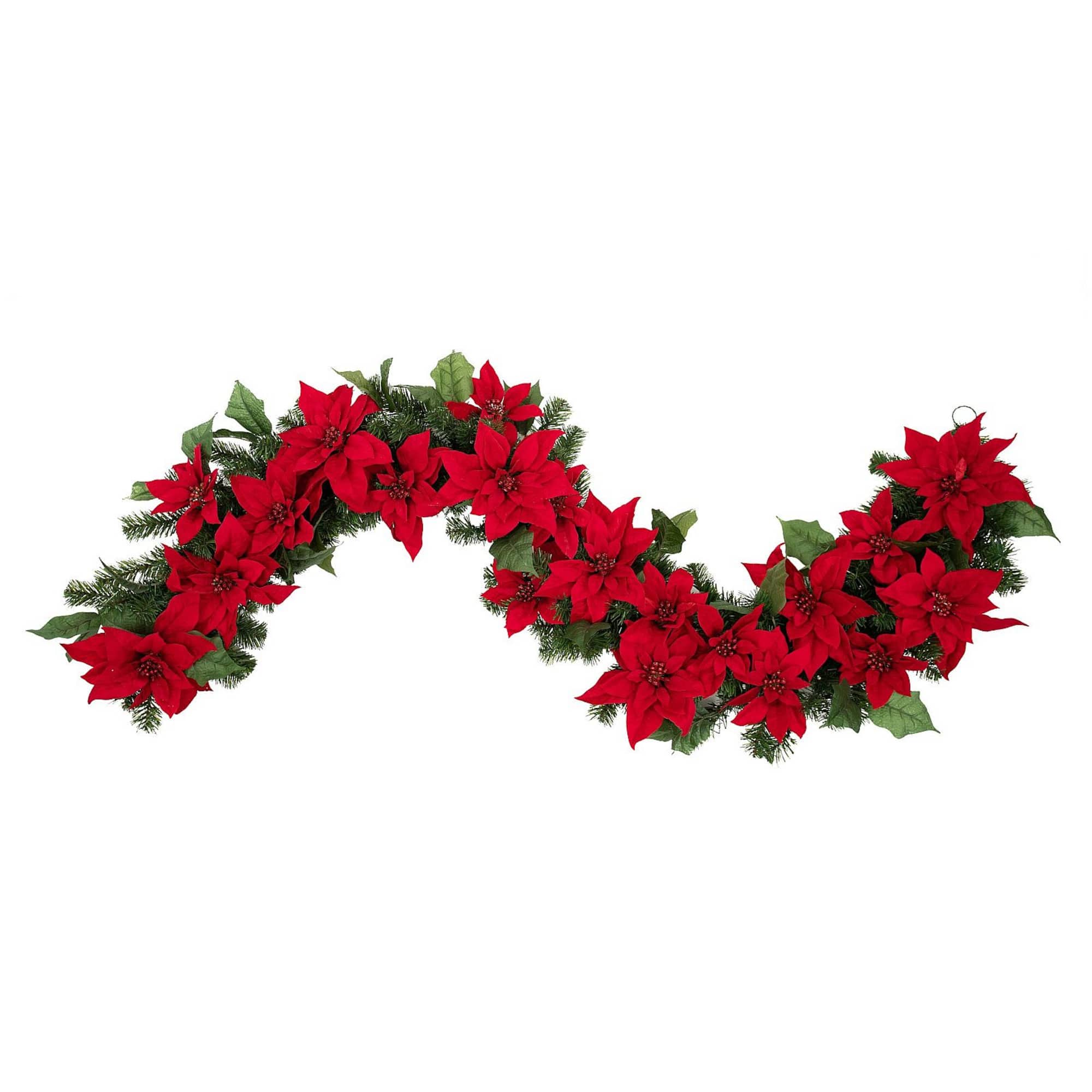 Haute Décor 6ft. Pre-Lit LED Poinsettia Garland